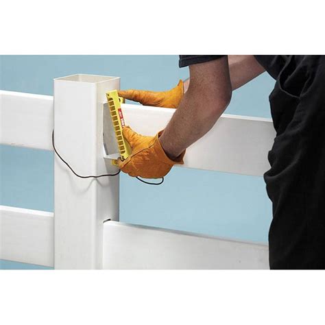 Back out these screws, slide the <b>rail</b> to one side to disengage the end from the route in one post, tilt the <b>rail</b> upward, and pull it away from the other post. . Vinyl fence rail removal tool
